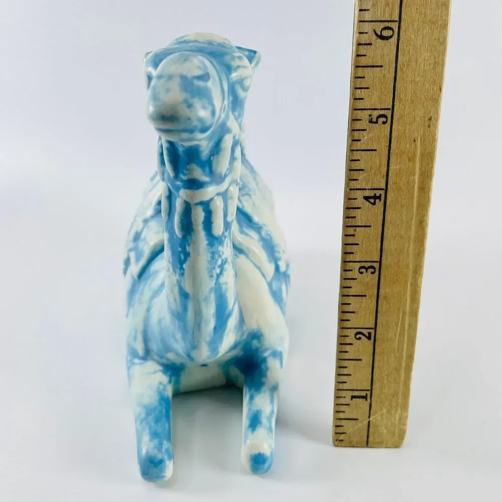 Holland Ceramic Nativity Kneeling Camel Figurine 6in Blue White Speckled Vintage